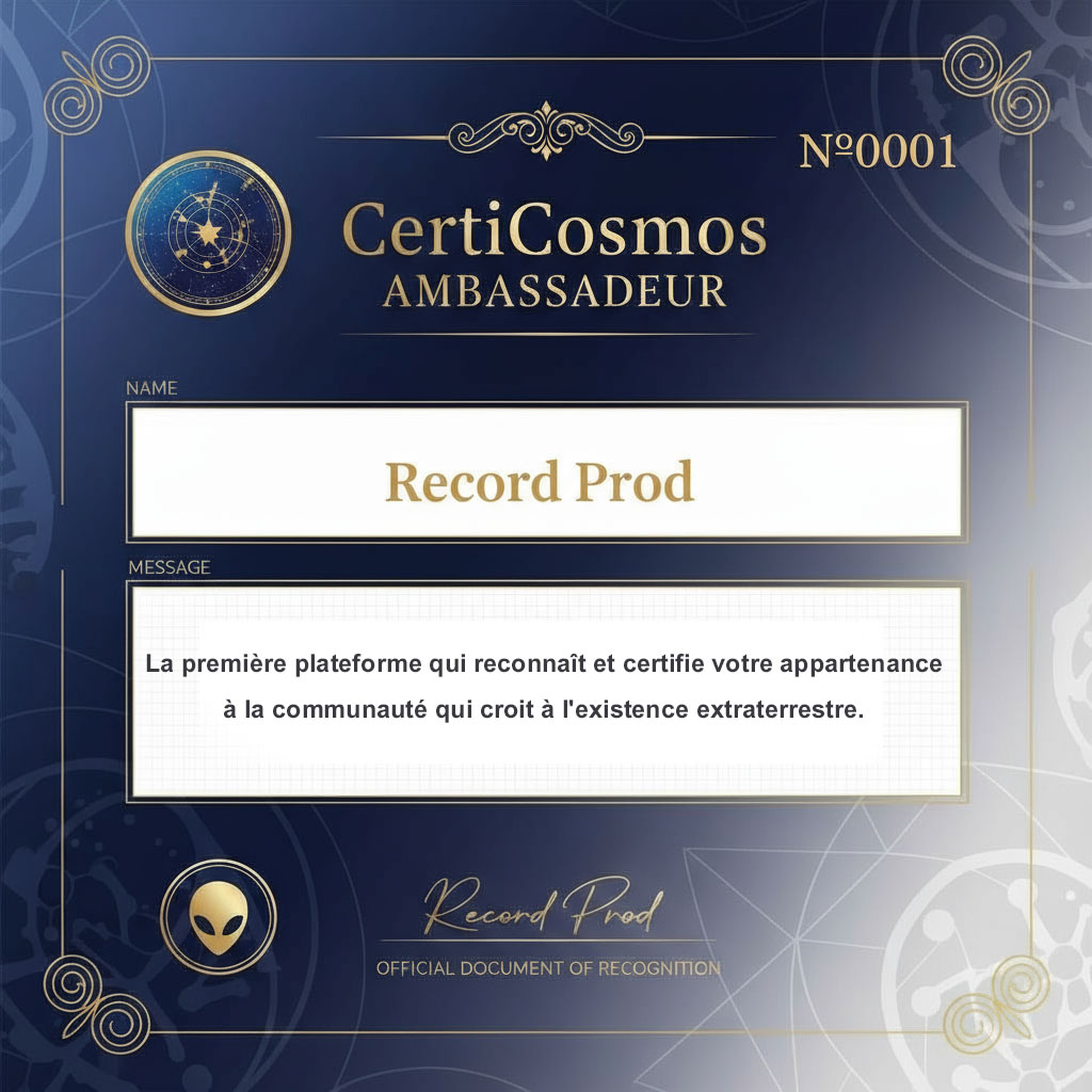 Exemple de Certificat CertiCosmos Ambassadeur